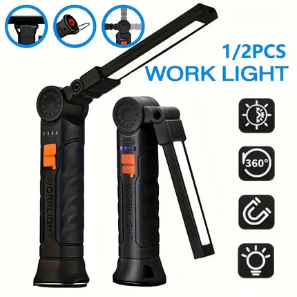 Rechargeable LED Flashlight 4lighting Modes Work Light with Tail Magnet Torch Hook Tent Light for Outdoor Camping Lantern