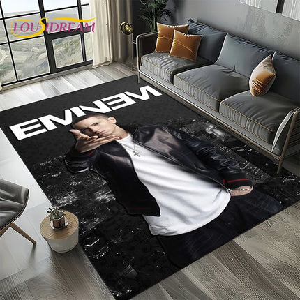 Rapper Eminem Tupac 2pac Hip-Hop Rap God Carpet Rug for Living Room Bedroom Home Sofa Decoration, Area Rug Non-slip Floor Mat