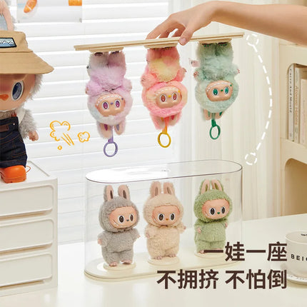 Labubu Display Box Plush Doll Blind Box Display Case Figurine Transparent Storage Box