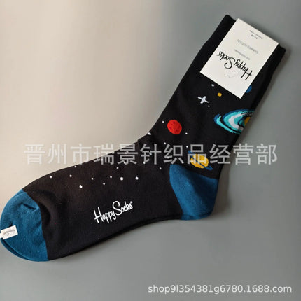High Quality Fashionable Men's Mid-Calf Cotton Socks HappySocks New Arrival Suitable for All Seasons Swedish Design