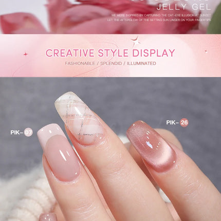AS 15ml Pink Glass Bead Cat Magnetic Gel Nail Polish Spring Jelly Crystal Semi Permanent Moonlight Soak Off Manicure Varnish Gel