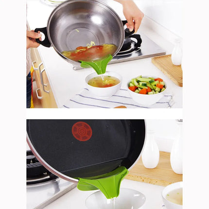 1/2PCS Kitchen Funnel,Creative Clip-on Silicone Strainer for Pots Pans And Bowls,Anti-Spill Liquid guide nozzle Kitchen Gadget