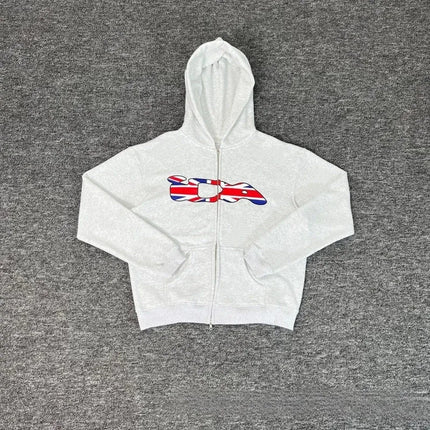 2025European and American Fashion New Trend Letter Print Fleece Loose Casual Zipper Unisex Hooded Sweatshirt Jacket