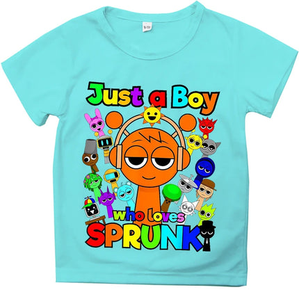 Summer Game Sprunki Incredibox Cartoon Print Cotton Kids T-Shirts Boys Casual Short Sleeve Baby Girls Clothes Children Tee Tops