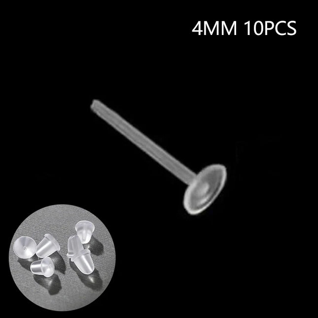 10/20/50/100PCS Transparent Earrings Jewelry Parts Decor  Plastic Stud Earring Anti Allergy Ear Protect From Ear Hole Blockage