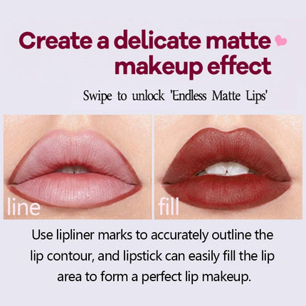 O'CHEAL Double-Headed Matte Lipstick Lip Liner 2 IN 1 24 Hours Long Lasting Sexy Red Lip Lipstick Lipliner Pencil Makeup