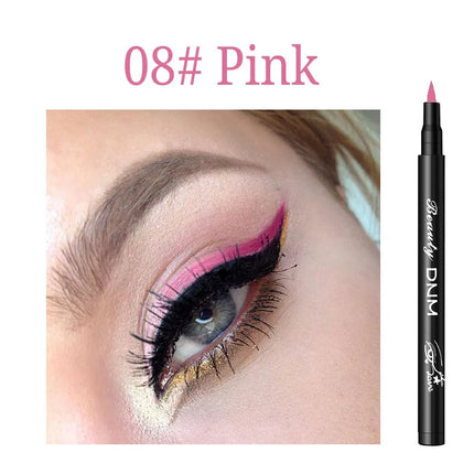 DNM 12 Colors Eyeliner Pen Waterproof Soft Sponge Head Silkworm Pen Quick Dry Black Natural Coloring Liquid Eyeliner White
