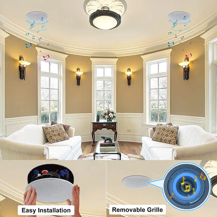Herdio 4'' 2PCS Passive Ceiling Speakers In Wall Mount Speakers With 160W Powerful Bass For Bathroom kitchen living Room Office