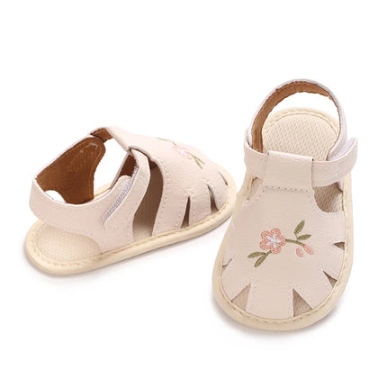 Spring and Summer New Baby Korean Version Flower Embroidered Princess Shoes For Women's Soft Soled Baby Walking Shoes