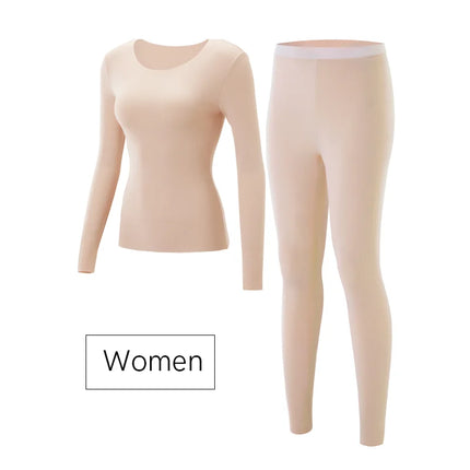 SUJIIN Thermal Underwear Set for Women Men 2024 Winter Crew Neck Thermals Tops Couple Long Johns Anti-Static Set Woman 2 Pieces
