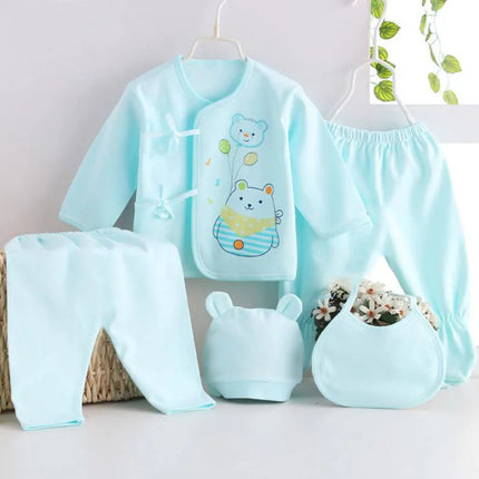 Newborn Baby Sets (5pcs/set) Soft Clothing Cotton Fashion Boys Girls Suits