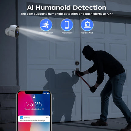 TCL Wireless WiFi Rechargeable Battery Security Camera Indoor Outdoor 5MP HD PIR Human Detection Night Vision Battery Camera