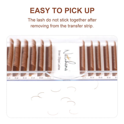 NATUHANA Brown Ellipse Flat Eyelashes Extensions Matte Faux Lashes Split Tips Soft Light Weight Ellipse Shaped Makeup Tools