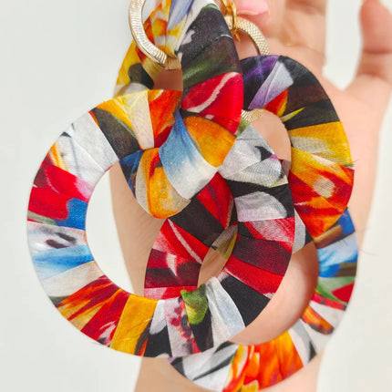 Original Design Handmade Custom Silk Earrings Exaggerated Large Hoops Fashionable Minimalist Women's Large Loop Earrings