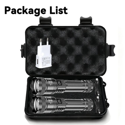 High Strong Power Led Flashlights 2000LM Tactical Torch with Display Light USB Charging Camping Fishing Emergency Zoom Lantern