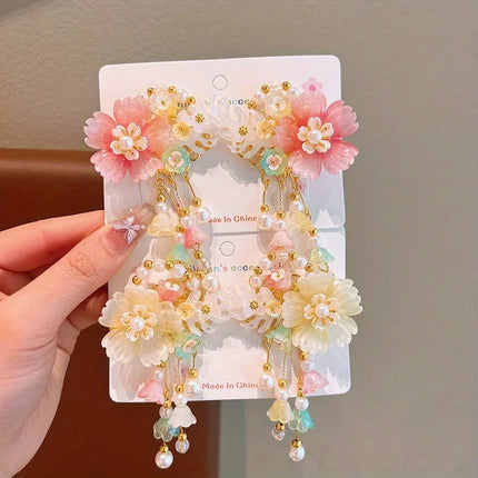 Kids Accessories Chinese Silk Butterfly Pin - Embroidery Tassel Danglers Coming-of-Age Ceremony Collection Butterfly Hair Clip