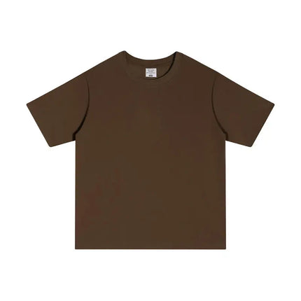 250GSM Customized Printed LOGO Solid 100% Cotton T-shirts Basic Tee Casual Oversized Drop Shoulder Quality Short T-shirt Men