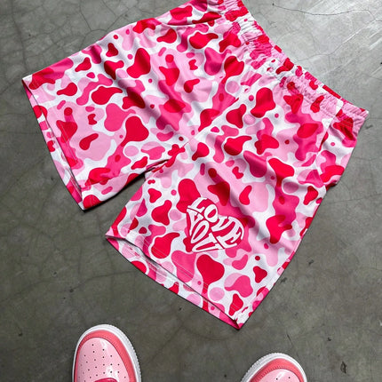 2026 Summer New Men's Shorts with 3D Heart Pattern Print - Street Casual Fashion Comfortable Breathable Lightweight