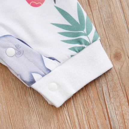 Spring And Autumn Boys And Girls Cute Cartoon Tropical Animal Aop Print Long Sleeve Baby Bodysuit