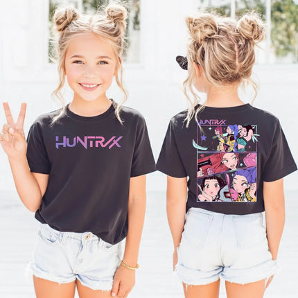 Huntrix Girls' Rumi Zoey Mira Graphic Print T-Shirt for Teens and Toddlers Spring/Summer Demon Hunter T-Shirt