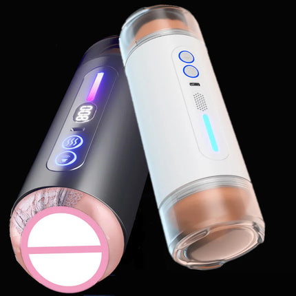 Realistic Oral Vagina Blowjob Heating Vibrating Sex Machine Deep Throat Automatic Masturbation Cup Toys For Men Male Masturbator