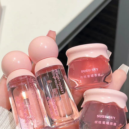 SUSU SKY peach honey jar lip makeup kit moisturizing and nourishing