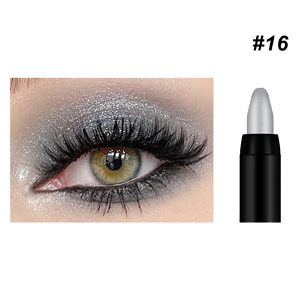 16 Colors Pearlescent Eyeshadow Sticks High Pigmented Eyeshadow Pencil Glitter Waterproof Long-Lasting Eye Makeup Non-Smudged