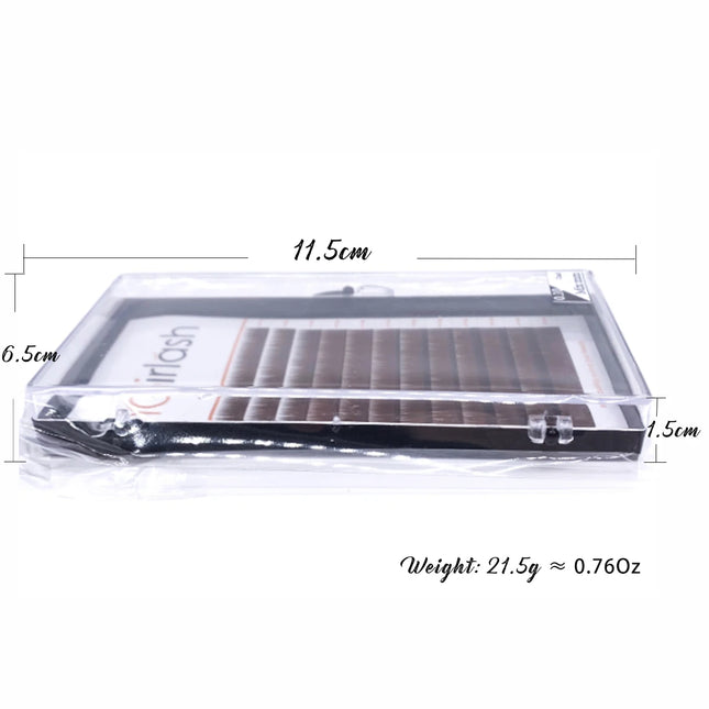 High-Quality Straight and Curved False Eyelash Extensions, 12 Lines, Brown Color Eyebrow Extension