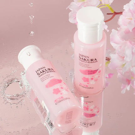 Japanese Sakura Infused Makeup Remover 100ml Deep Cleansing Water Cherry Blossom Extract Pore Refiner Soothing Moisturizing