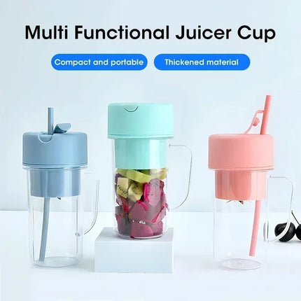 Portable USB Rechargeable Electric Juicer Cup 300ml with Straw for Smoothies and Shakes at Home Outdoor Office