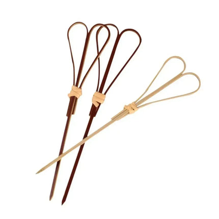 100Pcs Barbeque Bar Tool Kitchen Bar Cocktail Picks Disposable Bamboo Knot Skewers Fruit Forks Stick Household Party Decoration