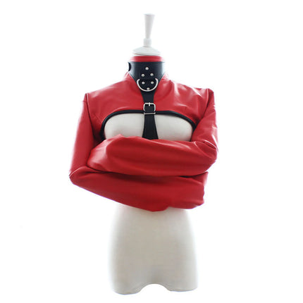 Sexy Women Leather Body Harness Bondage Cupless Straight Jacket Adult Costume