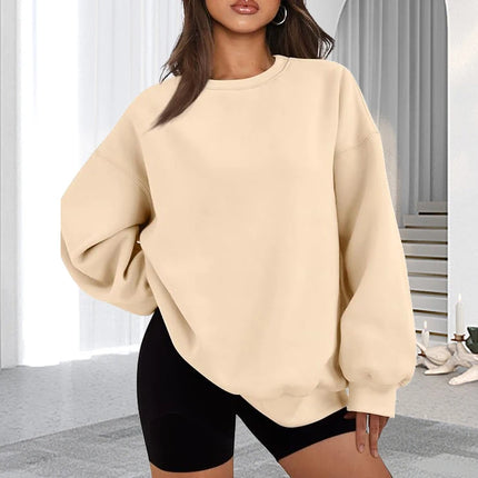 Plus Size Solid Color Sweatshirt, Casual Long Sleeve Crew Neck Pullover Sweatshirt, Women's Plus Size Clothing