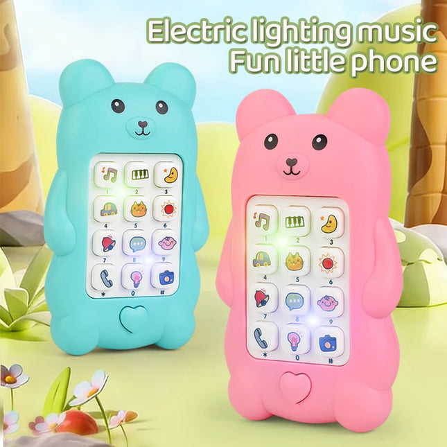 Cute Bear Baby Phone Toy Music Sound Telephone Sleeping Toys Simulation Phone with Lights Kids Early Educational Toy Kids Gifts