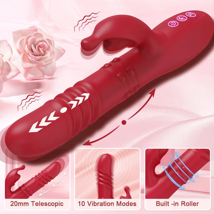3 in 1 Thrusting Rotating Vibrator Clitoris Massager Telescopic G Spot Stimulator Women Dildo Adult Sex Toys Female Masturbator