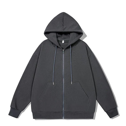 Men's Long Sleeve Zipper Hoodie Autumn Winter Fashion Casual Loose Fit Sweatshirt Sportswear Male Outfit
