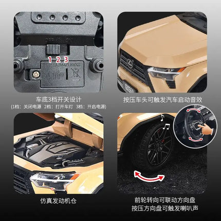 1:24 GX550 Off-Road Vehicle Sound and Light Model Ornament Toy Gift Diecast Alloy Car Model Collectible