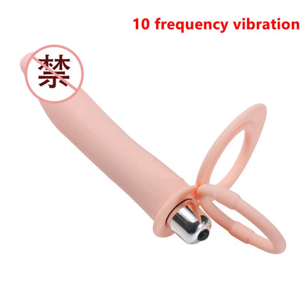 Beginner Vibrating Strap On Dildo Double Penetration Anal Plug Soft Silicone Waterproof Adult Toy for Men