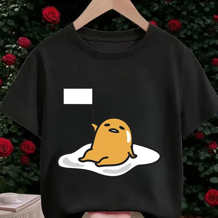 Cute Kawaii Gudetama T-Shirt For Kids Boys Girls Summer Cartoon Crew Neck Fashion Street Casual Wear 3-14 Years