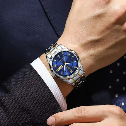 POEDAGAR Business Luxury Men's Quartz Watches Waterproof Luminous Stainless Steel Men's Wristwatch Date Week Sport Men's Watch Reloj