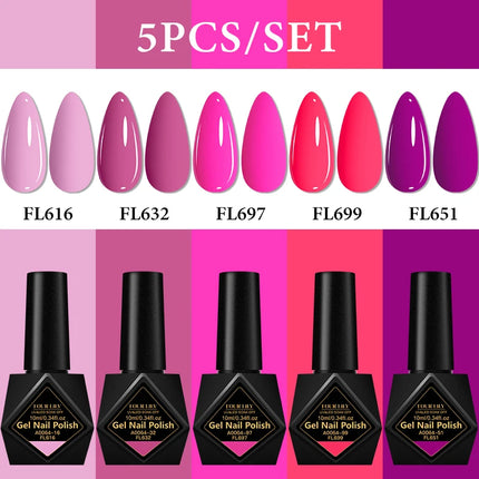 5pcs Coffee Brown Red Gel Nail Polish Set HEMA TPO FREE Semi Permanent Soak Off UV Gel Varnish Nail Supplies Manicure For Nails