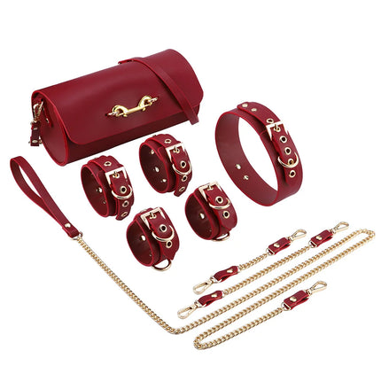 Sex Couple Bdsm Bondage Set Split Leather Restraints Collars Wrist Ankle Cuff Handcuffs Sex Toys For male and female Adult Games