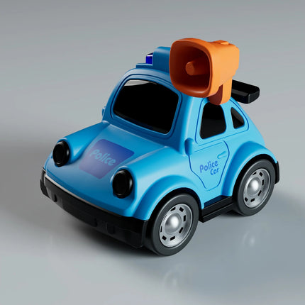 Random Color Cartoon Inertia Police Car Toy, Flexible Moving Parts, 360° Rotation, Cute Interactive Toy for Boys Girls.