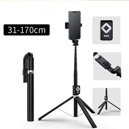 4 in 1 Phone Mount 1.7m Extendable live Tripod Selfie Stick Support LED Ring Dual Light Mirror Stand for iPhone 15 14 11 Android