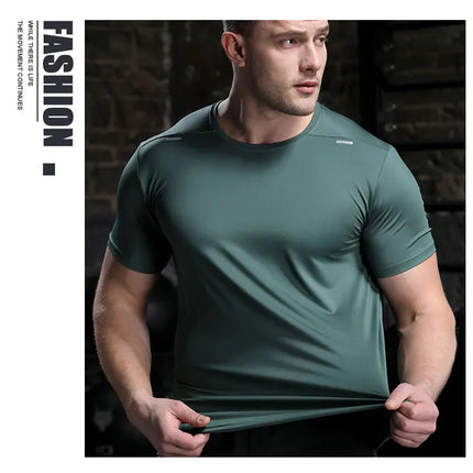 Men's Summer Loose Breathable Short Sleeve Outdoor Cycling Quick Dry Top Running Tracksuits Fitness T-shirts Muscle Tights
