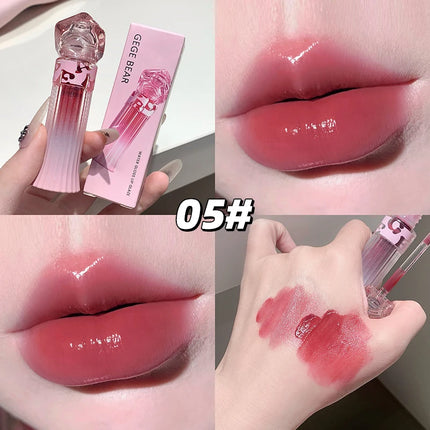 Gege Bear Water Light Lip Llaze Set Mirror Lipstick Lip Gloss, Hydrating Moisturizing, Long Lasting, Gift for Lover