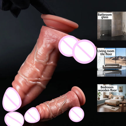 Realistic Liquid Silicone Dildo with Suction Cup Medical Grade Flesh Skin Soft Lifelike Peni Sex Toy for Women Adult Masturbator