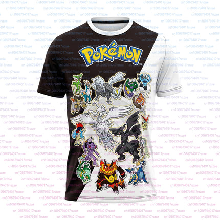 Pokémon Animation Derivatives Pikachu Elf 3D Printing T-shirt Men's and Women's Summer Oversize Loose Street Trend Boys Tees