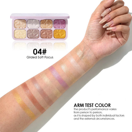 Creamy Eyeshadow Palette 8 Shade Set Buildable Sparkle and Highlight Easy Blend No Fallout for Woman Girl Quick Makeup Essential