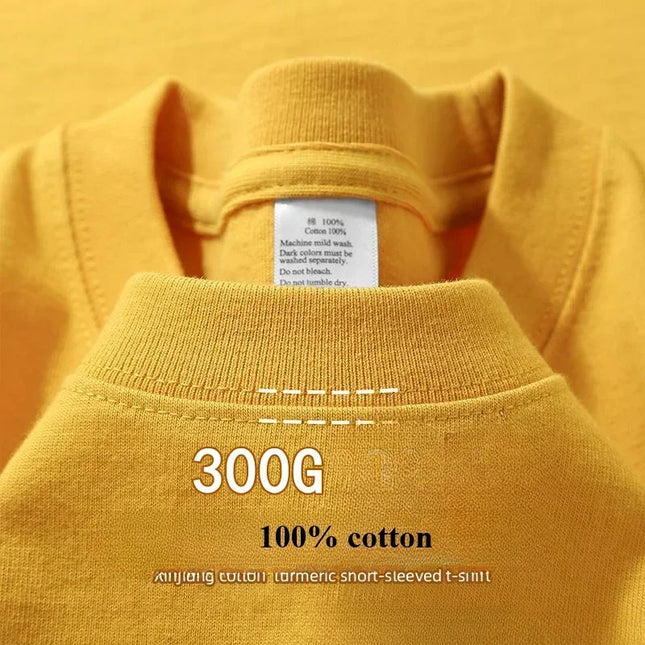 Summer Cotton Heavy Duty 300g American Pure Cotton Short-Sleeve T-shirt Men's Casual Base Top Oversized T-Shirt